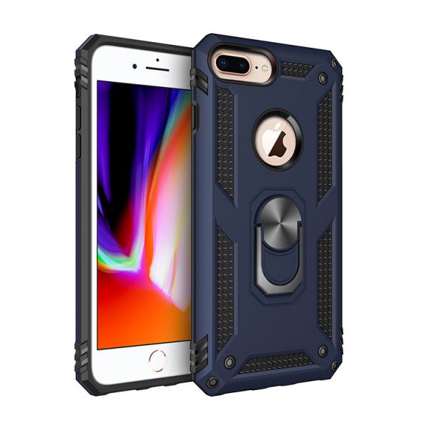 Wholesale iPhone 8 Plus / 7 Plus Tech Armor Ring Grip Case with Metal Plate (Navy Blue)